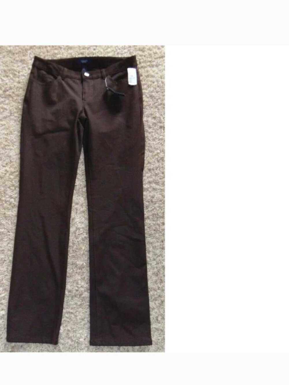 Chaps Dress Pants Womens 2 Slimming Brown Straight Classic Midrise Flat Front